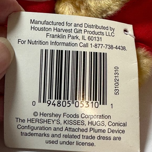 Hershey Kisses I Love Hugs6" Seated Plush Bear Chocolate Not Included - Picture 8 of 10